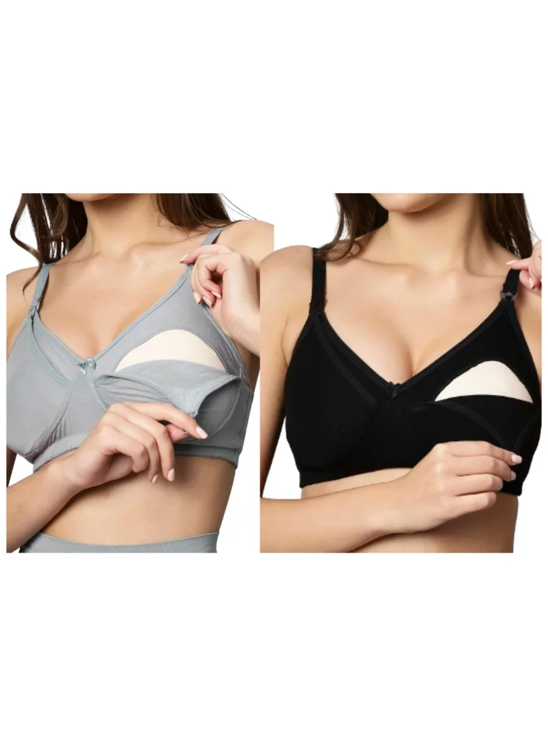 TUMMY TUMMY Bamboo Cotton Breast Feeding Nursing Bra Combo Pack of 2pc