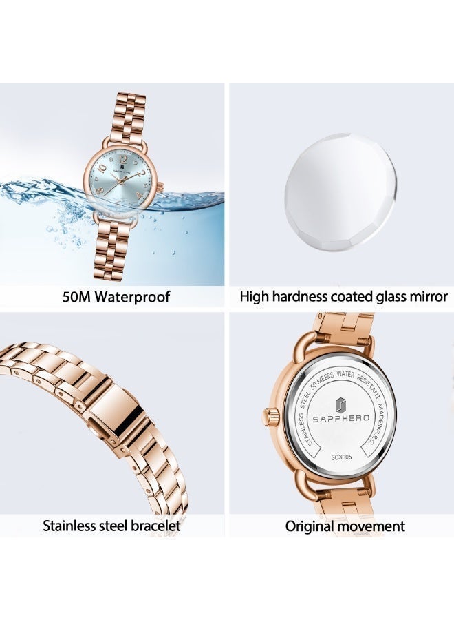 SAPPHERO Wrist Watch for Women Luxury Ladies Watches Women's Bracelet Watch Small Stainless Steel Analog Quartz 5ATM Waterproof Watches Gifts for Women - Image 4