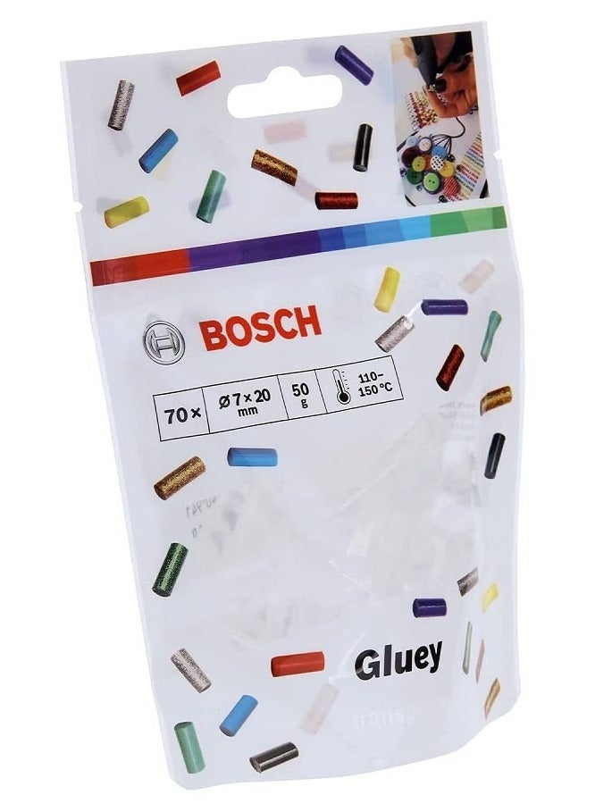 BOSCH Gluey Gun Stick Accessory 70 Pieces Transparent Low Melt Adhesive Sticks For Glueing And Decorative Tasks  - Image 2