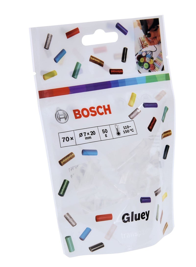 BOSCH Gluey Gun Stick Accessory 70 Pieces Transparent Low Melt Adhesive Sticks For Glueing And Decorative Tasks  - Image 3