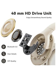 General Bluetooth Headphones Over Ear,Wireless Headphones 12H Playtime and Noise Cancelling, HiFi Stereo Foldable Lightweight Headset, Deep Bass with Soft Protein Earpads for Home Office Cellphone  - Image 4