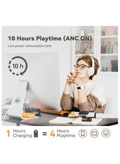 General Bluetooth Headphones Over Ear,Wireless Headphones 12H Playtime and Noise Cancelling, HiFi Stereo Foldable Lightweight Headset, Deep Bass with Soft Protein Earpads for Home Office Cellphone  - Image 5