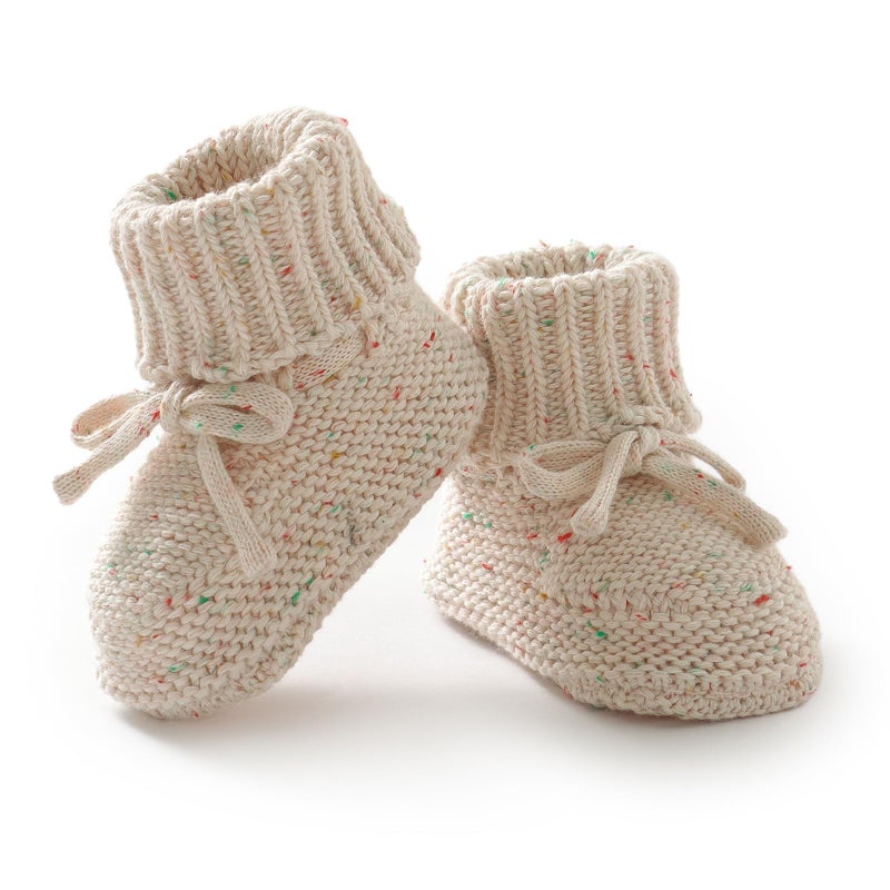 LAWKUL LAWKUL Baby Booties Newborn Babe First Walkers NonSlip Stay On Boots Crib Shoes Sock Warm Knit Booties for Infant Beige 03M