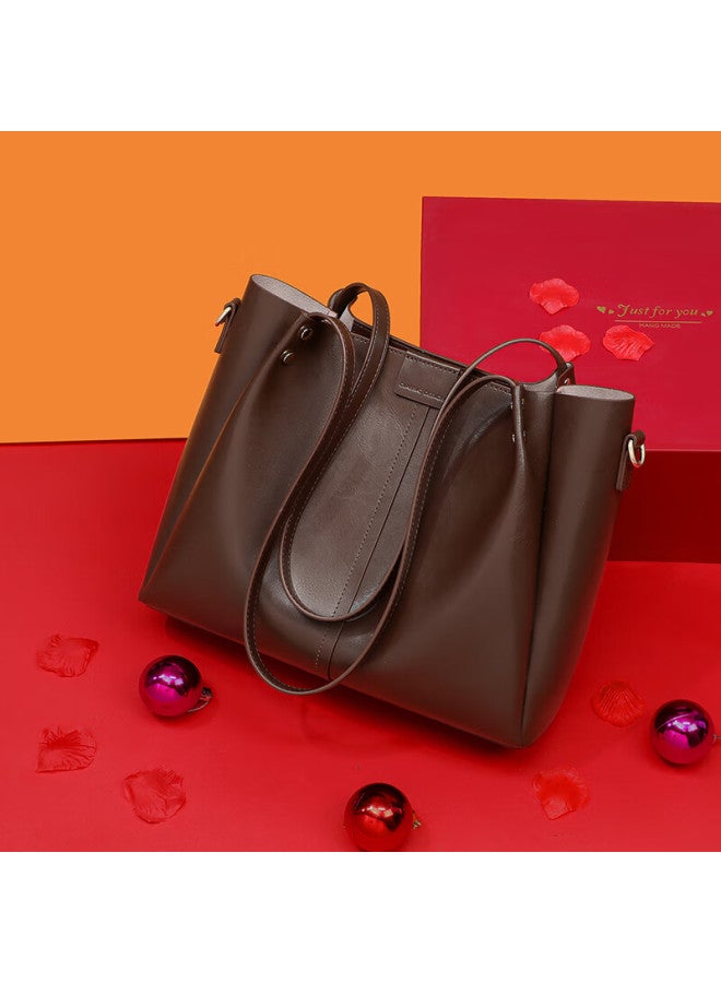 Viney Cowhide Tote Bag Large Capacity Crossbody Shoulder Bag For Commuting Birthday Gift Brand For Girlfriend Wife - Image 1
