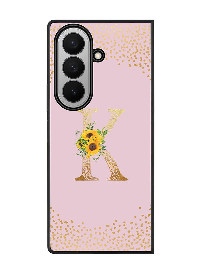 Stylizedd For Samsung Galaxy Z Fold7 Case,Slim fit Camera Protection, Shockproof Thin Phone cover  - Custom Floral Monogram - K  (Pink )