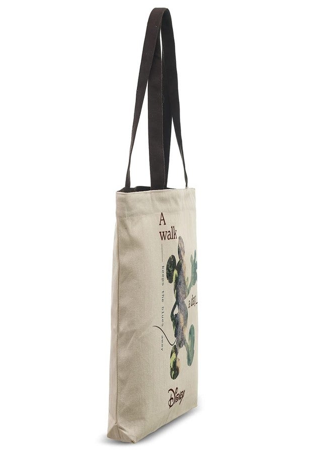 Pluchi Disney Cotton White/Natural Color Canvas Tote Bag For Kids & Adults 15x16x3 cm (Mickey A Walk a day) - Image 2