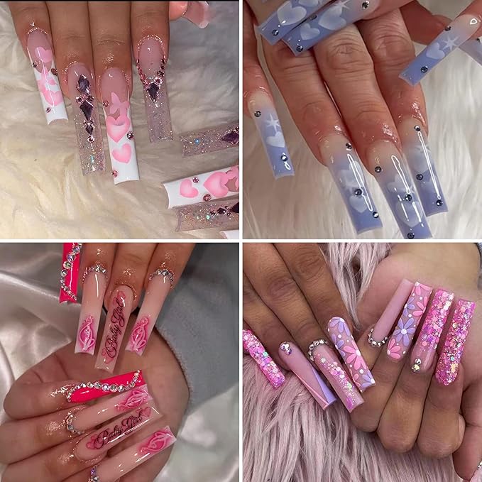 JUSTOTRY 700 Pcs No C Curve Clear Nail Tips No Glue Extra Long Square Nails Tip Set XXL Full Cover Fake Nails Tips for WomenAcrylic Straight False Nail Tip for Nails Art and DIY French Nail Designs - Image 5