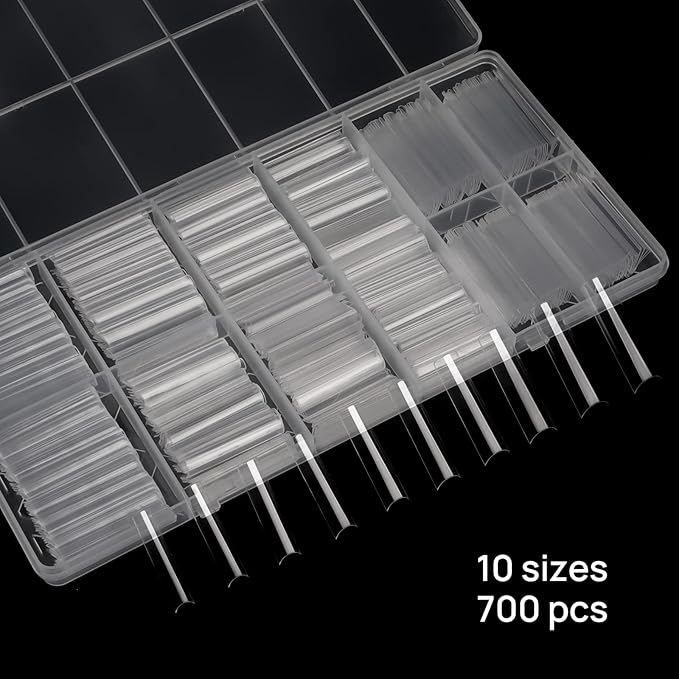 JUSTOTRY 700 Pcs No C Curve Clear Nail Tips No Glue Extra Long Square Nails Tip Set XXL Full Cover Fake Nails Tips for WomenAcrylic Straight False Nail Tip for Nails Art and DIY French Nail Designs - Image 2