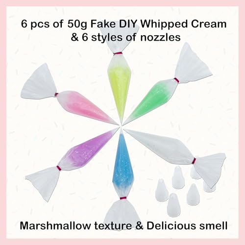 Decoden Cream Fake Whipped Cream Glue Kit, Fake Icing Whipped Clay Decoden Cream Kit (Glitter Set) - Image 2