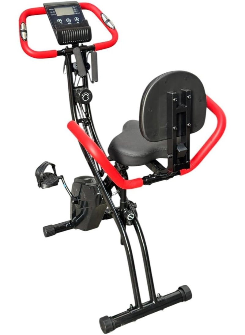 سبورت كيو دراجة تمارين منزلية قابلة للطي X-Bike بمقعد مريح ومسند ظهر – شاشة LCD لقياس السرعة والسعرات والمسافة – 10 مستويات مقاومة – تتحمل حتى 150 كجم – مناسبة للتخسيس والكارديو في المنزل - Image 2