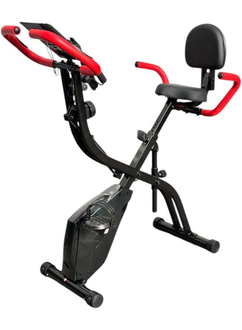 سبورت كيو دراجة تمارين منزلية قابلة للطي X-Bike بمقعد مريح ومسند ظهر – شاشة LCD لقياس السرعة والسعرات والمسافة – 10 مستويات مقاومة – تتحمل حتى 150 كجم – مناسبة للتخسيس والكارديو في المنزل - Image 3
