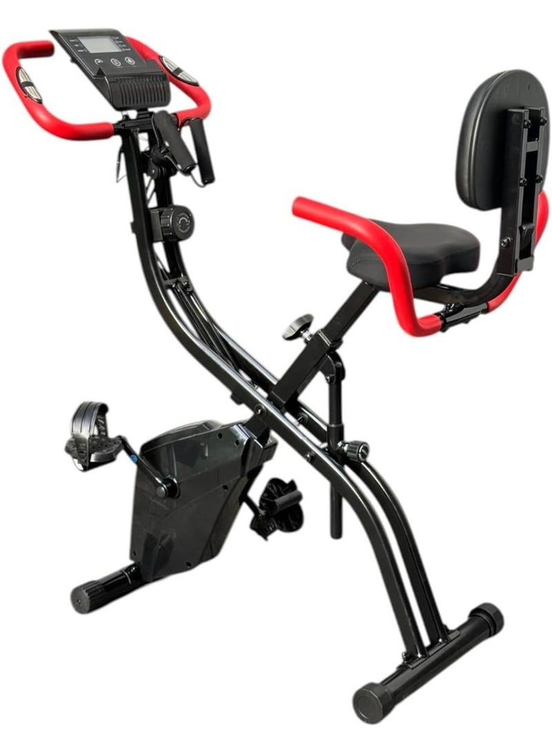سبورت كيو دراجة تمارين منزلية قابلة للطي X-Bike بمقعد مريح ومسند ظهر – شاشة LCD لقياس السرعة والسعرات والمسافة – 10 مستويات مقاومة – تتحمل حتى 150 كجم – مناسبة للتخسيس والكارديو في المنزل - Image 1