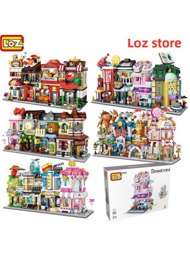 Mixed Batch LOZ Building Blocks Street View Three-dimensional Model Creative Assembled Toys MINI House Gift Procurement-Color:1663 Rabbit Red Hat  - Image 3