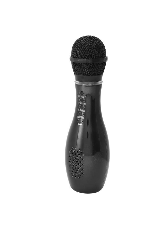 Wireless Bluetooth Music Microphone Multifunction Bowling Ball Shape Portable Handheld Mic Speaker for Singing Black