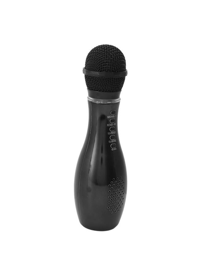 Wireless Bluetooth Music Microphone Multifunction Bowling Ball Shape Portable Handheld Mic Speaker for Singing Black