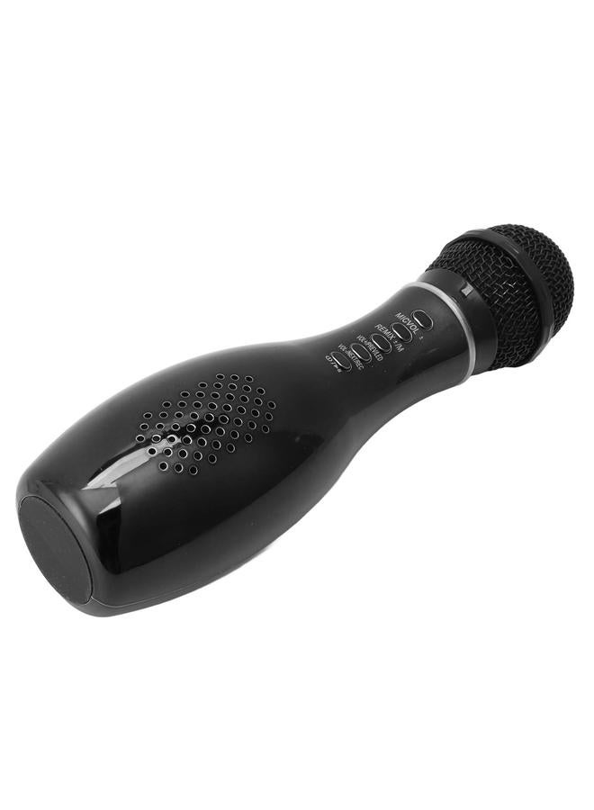 Wireless Bluetooth Music Microphone Multifunction Bowling Ball Shape Portable Handheld Mic Speaker for Singing Black