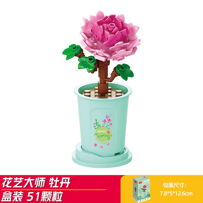 Lele Brothers blocks compatible Lego children's puzzle puzzle set up toy puzzle rose gift girl sprung bouquet - Image 1