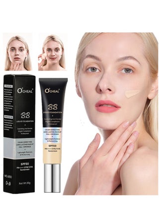BB Liquid Foundation With SPF 50+, Color Correcting Long Lasting Makeup Full Coverage With SPF 50+  PA++++ UVB/UVA Whitening Sunscreen, Brightening Face Cream, Skin Tone Adjusting BB Cream, Ivory - pzsku/ZFA63D19B2E5EB6D7CDD7Z/45/1745475279/819ebc15-8487-4f56-afbd-1eaab184370f