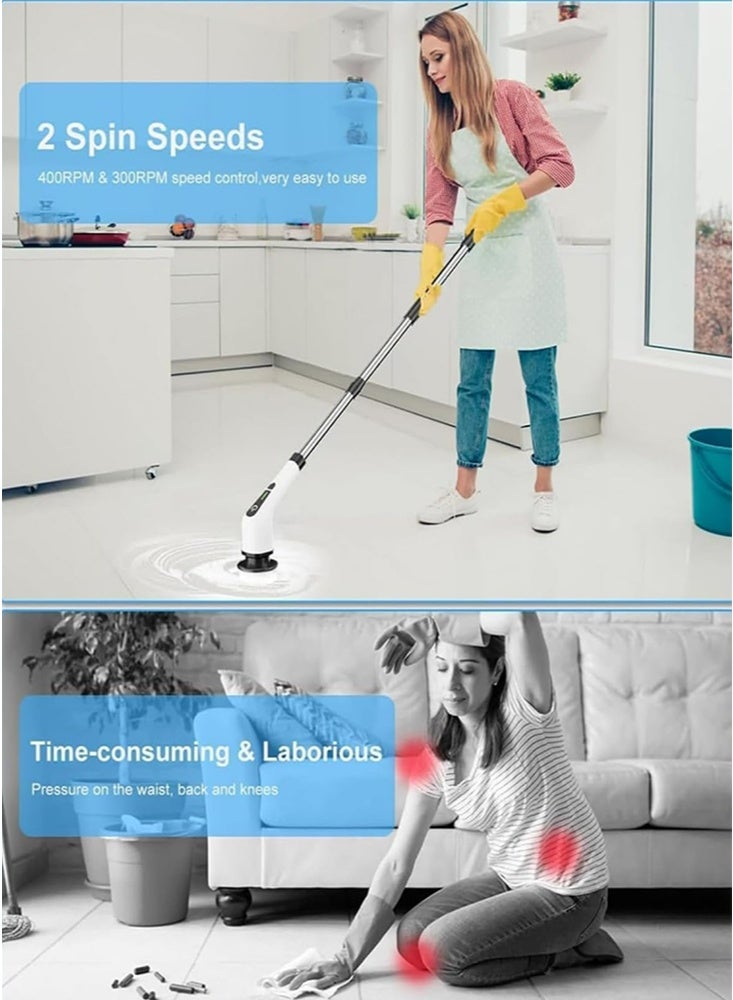 NoorTech Electric Spin Scrubber Rechargeable Cleaning Brush with 9 Replaceable Brush Heads Cordless and Portable Power Scrubber Electric Bathroom Scrubber for Cleaning Tile Sink Window Floor Tub Car - Image 3