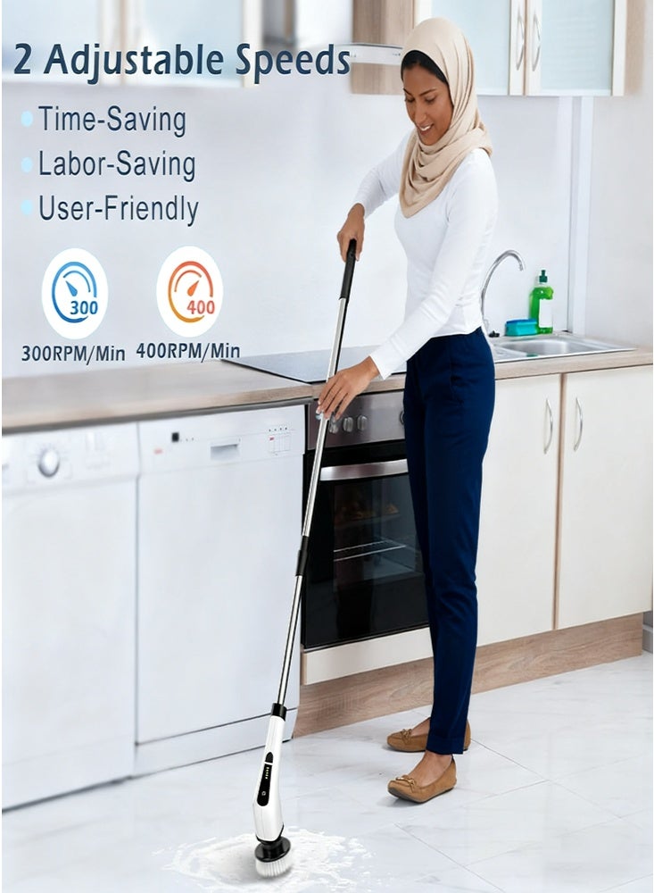 NoorTech Electric Spin Scrubber Rechargeable Cleaning Brush with 9 Replaceable Brush Heads Cordless and Portable Power Scrubber Electric Bathroom Scrubber for Cleaning Tile Sink Window Floor Tub Car - Image 4