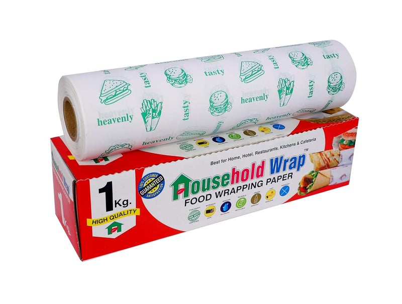 Household Wrap1Kg Food Wrapping Paper Roll Premium NonStick Butter Wrapping Paper Food Wrapping Paper ReHeatable Non Stick Paper Oven Safe Parchment Paper Standard