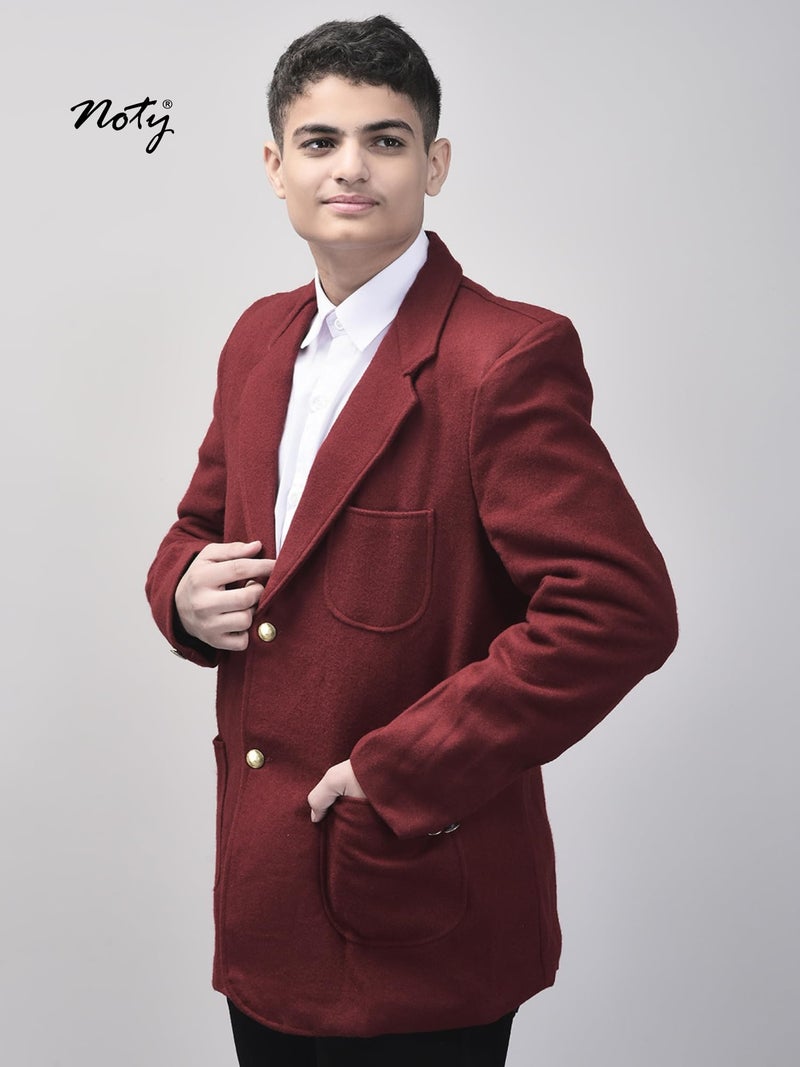 Noty Store Noty ® Boys & Girls Winter- School Uniform Blazer | Coat | Jacket- Woolen Fabric- Front Open Button Closure | School Winter Unisex Blazer | Both Side Pockets (in, Numeric, 40, Regular, Maroon) - Image 5