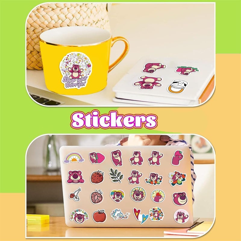 Cartoon Sticker,   Waterproof Vinyl Bear Stickers for Water Bottles Tumbler Luggage Skateboard Bumper Scrapbook Mug, Sticker Gift for Kids Teens Adults 50Pcs (Bear) - Image 3