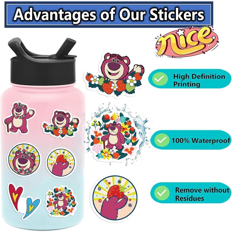Cartoon Sticker,   Waterproof Vinyl Bear Stickers for Water Bottles Tumbler Luggage Skateboard Bumper Scrapbook Mug, Sticker Gift for Kids Teens Adults 50Pcs (Bear) - Image 2