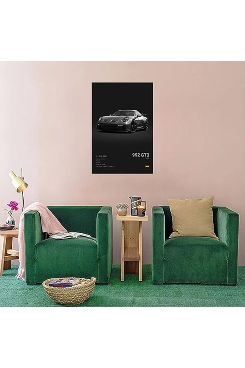 Dujoi ALAYRA Car Poster 911 GT3RS Posters Racing Car Wall Art Vintage Car Posters For Men Car Art Prints 911 Canvas Framed Unframe-style 12x18inch(30x45cm) - Image 5