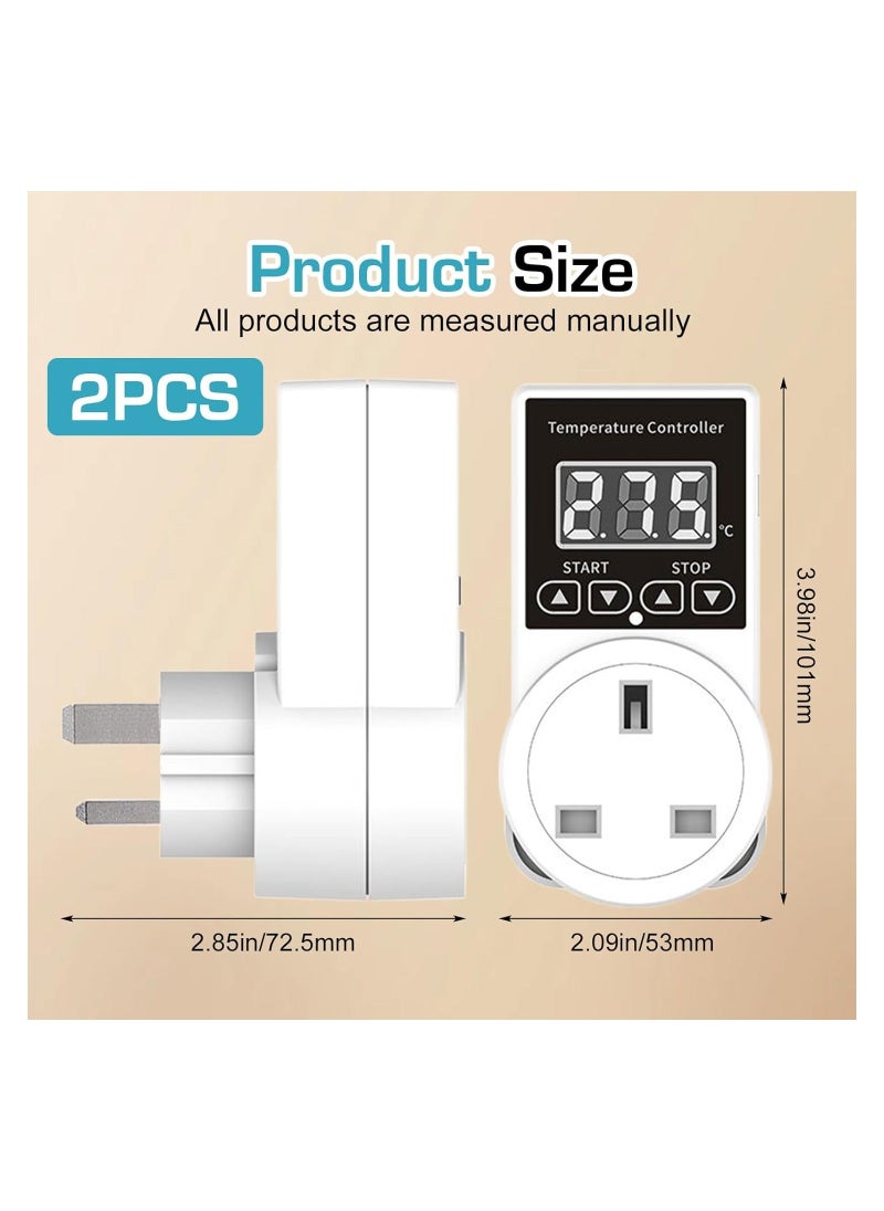 Generic - 2PcsDigital Thermostat Plug Socket Thermostat Outlet Socket Thermostat Plug Day and Night Thermostatic Uk Plug Lcd Screen Heating Cooling Temperature Switch for Greenhouse Reptile - Image 1