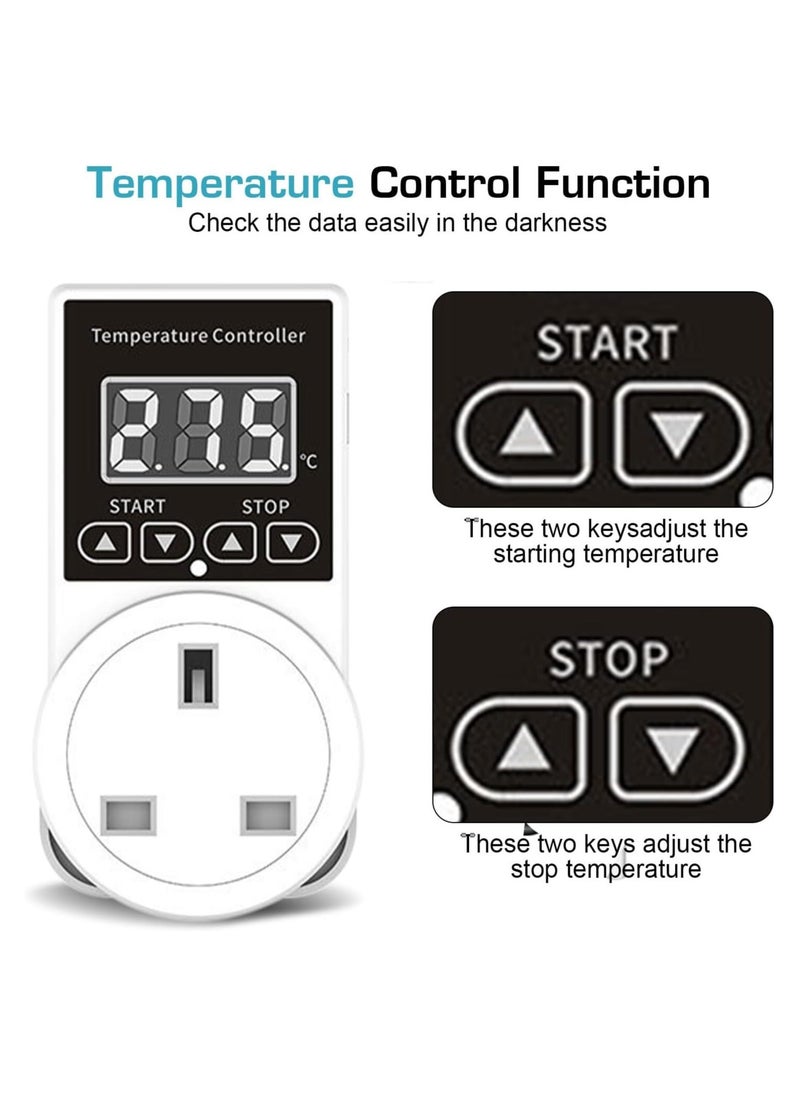 Generic - 2PcsDigital Thermostat Plug Socket Thermostat Outlet Socket Thermostat Plug Day and Night Thermostatic Uk Plug Lcd Screen Heating Cooling Temperature Switch for Greenhouse Reptile - Image 1