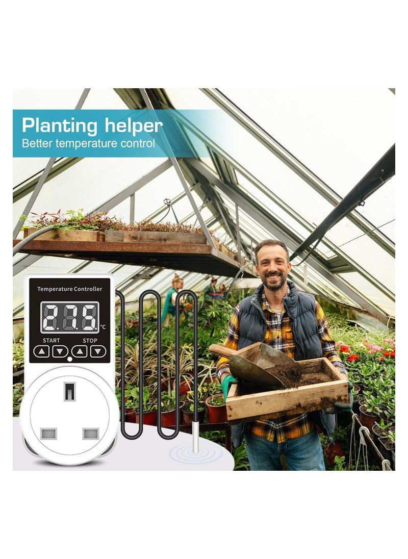 Generic - 2PcsDigital Thermostat Plug Socket Thermostat Outlet Socket Thermostat Plug Day and Night Thermostatic Uk Plug Lcd Screen Heating Cooling Temperature Switch for Greenhouse Reptile - Image 1