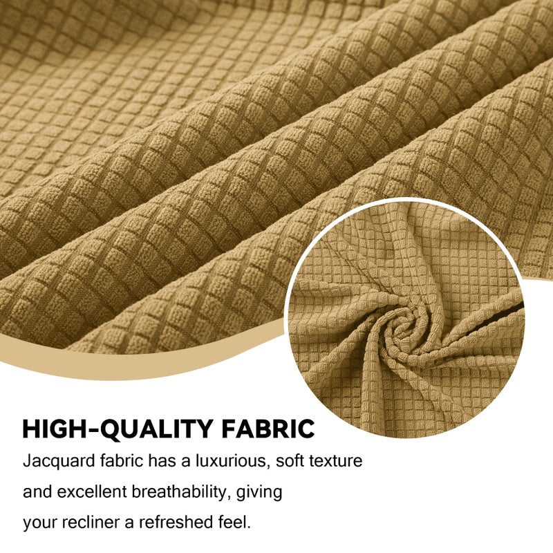 Cupuamon Recliner Chair Covers,Lazy Boy Recliner Covers Stretch Reclining Covers 1 Piece Furniture Protector with Elastic Bottom for Dog,Kids-Tan - Image 3