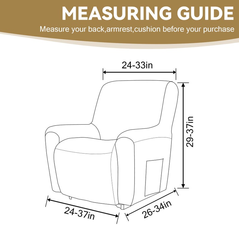 Cupuamon Recliner Chair Covers,Lazy Boy Recliner Covers Stretch Reclining Covers 1 Piece Furniture Protector with Elastic Bottom for Dog,Kids-Tan - Image 2