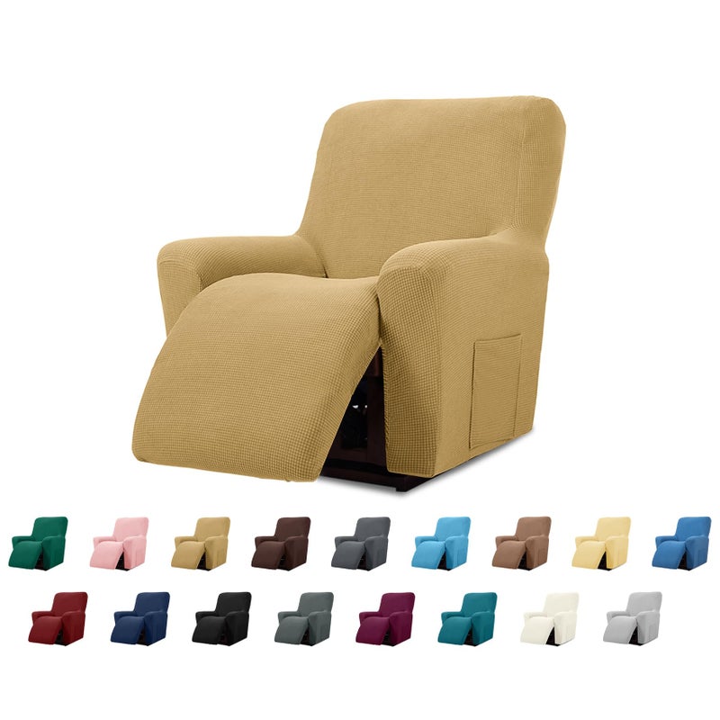 Cupuamon Recliner Chair Covers,Lazy Boy Recliner Covers Stretch Reclining Covers 1 Piece Furniture Protector with Elastic Bottom for Dog,Kids-Tan - Image 1