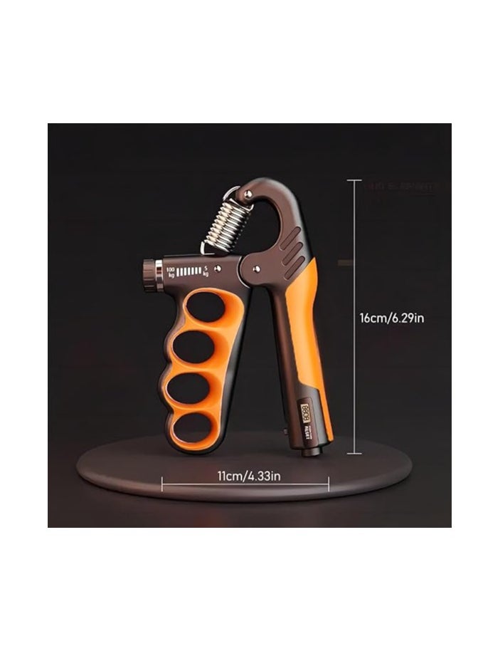 Cool Baby Style Grip Strength Trainer Adjustable Resistance 5-100 Kg Grip Strengthener Non-Slip Counting Hand Gripper For Muscle Building (Orange)  - Image 2