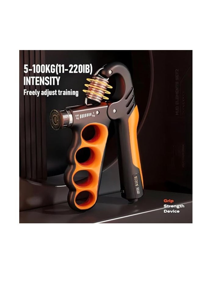 Cool Baby Style Grip Strength Trainer Adjustable Resistance 5-100 Kg Grip Strengthener Non-Slip Counting Hand Gripper For Muscle Building (Orange)  - Image 3