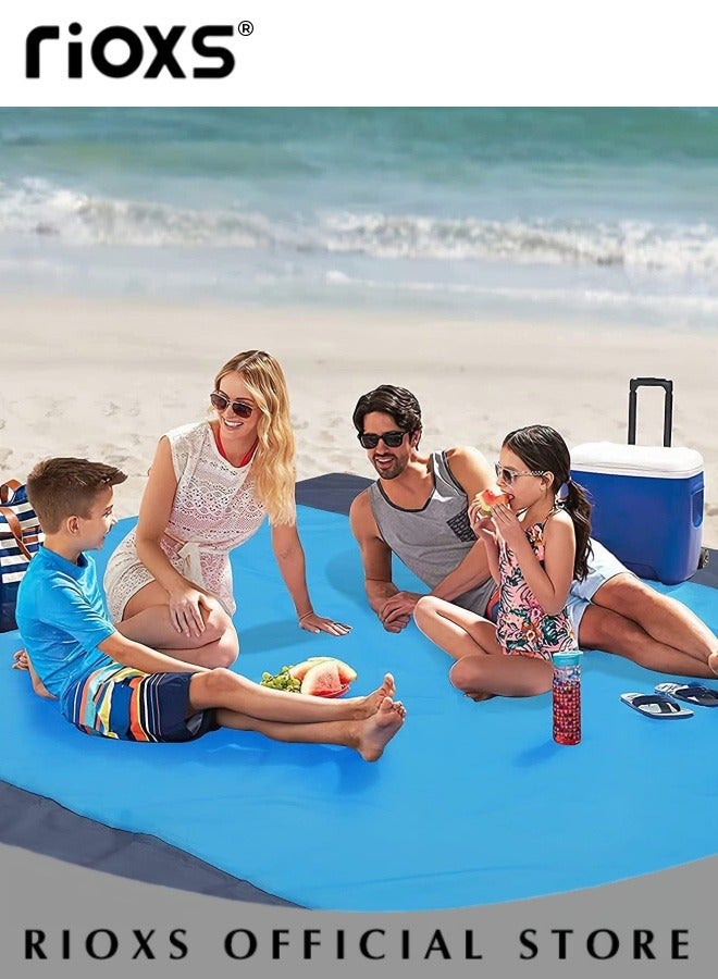 RIOXS Nylon Quick Drying Waterproof Beach Mat for Outdoor Camping Picnic Suitable for Travel Camping and Beaches (210x200cm), Family Beach Mat For Shoreline Picnics, Camping Ground Cover For Tent Footprint, Portable Foldable Blanket For Car Trunk - Image 2