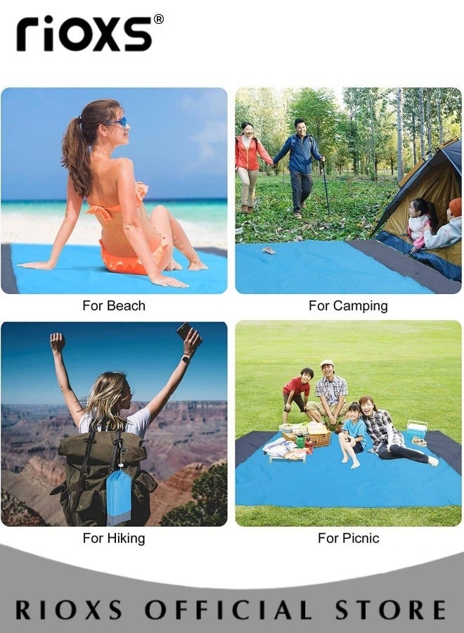 RIOXS Nylon Quick Drying Waterproof Beach Mat for Outdoor Camping Picnic Suitable for Travel Camping and Beaches (210x200cm), Family Beach Mat For Shoreline Picnics, Camping Ground Cover For Tent Footprint, Portable Foldable Blanket For Car Trunk - Image 4