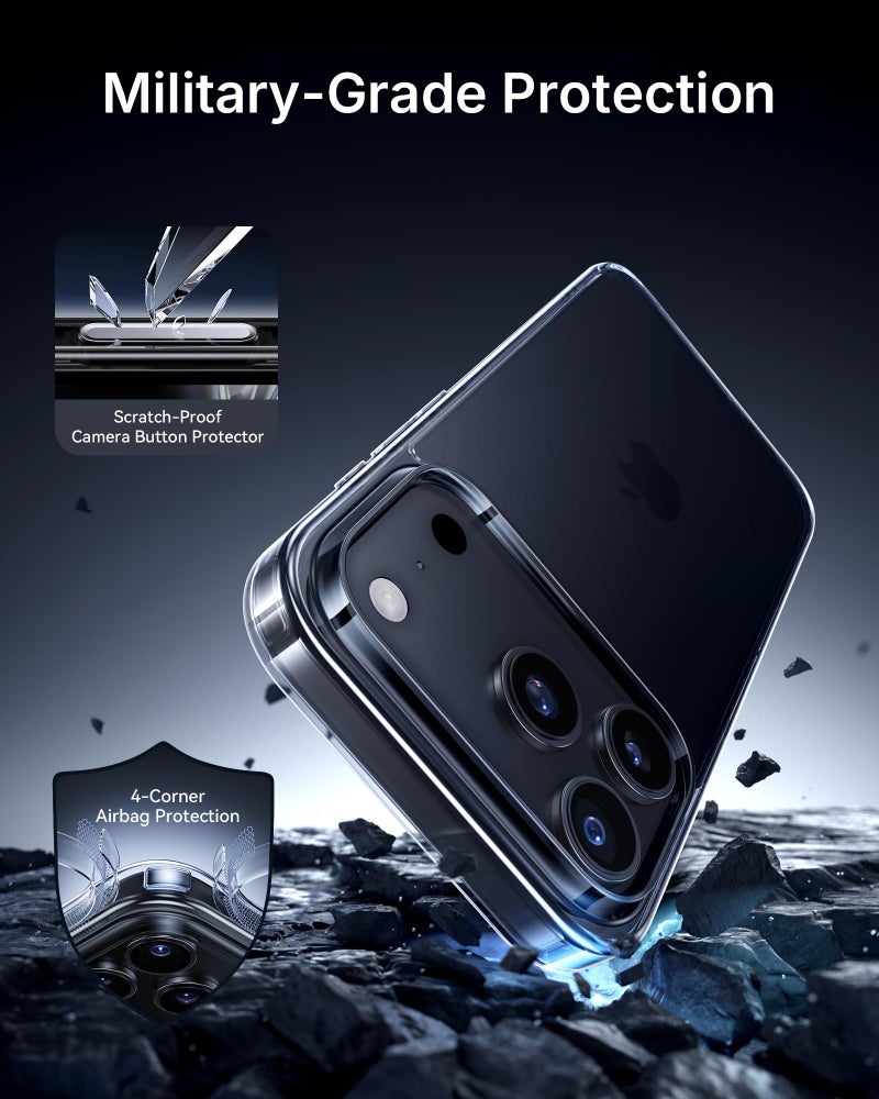 NIMASO for iPhone 17 Pro Case Clear, Military Grade Shockproof Drop Protection, Non-Yellowing Slim Thin Phone Cover for iPhone 17 Pro, Clear - Image 4