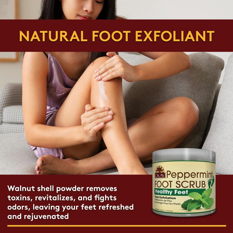 Okay Peppermint Foot Scrub - Exfoliating & Moisturizing, Great for Cracked Heels & Dry Skin - 6 Oz (Pack of 2) - Image 2