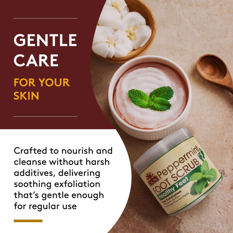 Okay Peppermint Foot Scrub - Exfoliating & Moisturizing, Great for Cracked Heels & Dry Skin - 6 Oz (Pack of 2) - Image 5
