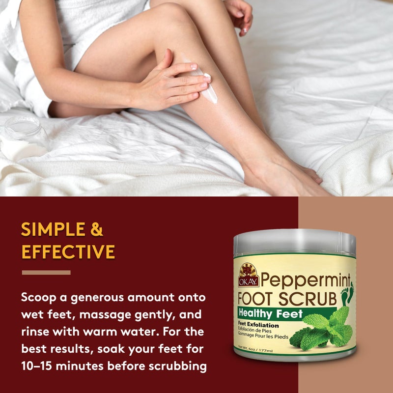 Okay Peppermint Foot Scrub - Exfoliating & Moisturizing, Great for Cracked Heels & Dry Skin - 6 Oz (Pack of 2) - Image 4