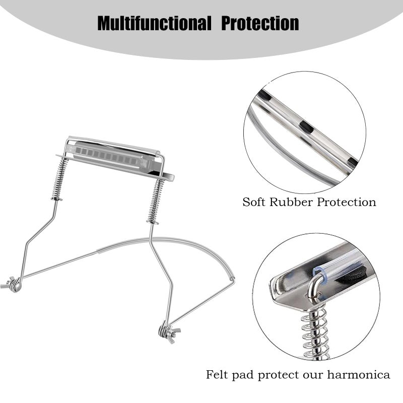 MOONBACK Harmonica Holder Set - 10 Hole Diatonic Blues Harmonica in C Key, Adjustable Holder for Beginners to Professionals - Image 2