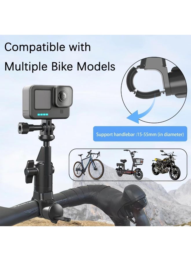 Arabest Bike Camera Mount, Mountain Bicycle Motorcycle Handlebar Mount with 1/4 Adapter, 360° Ballhead, Adjustable Camera Holder for GoPro Hero4-10, Insta360 One X2 X3 360 DJI OSMO Action Cameras - Image 5