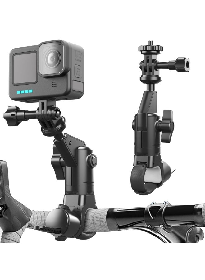 Bike Camera Mount, Mountain Bicycle Motorcycle Handlebar Mount with 1/4 Adapter, 360° Ballhead, Adjustable Camera Holder for GoPro Hero4-10, Insta360 One X2 X3 360 DJI OSMO Action Cameras