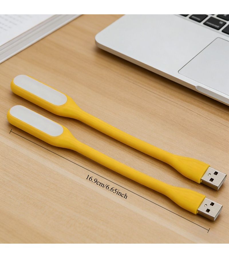 2 Pcs Yellow Portable USB LED Reading Light 360 Degree Flexible Adjustable for Laptop Keyboard Power Bank and Desktop Use - Image 4