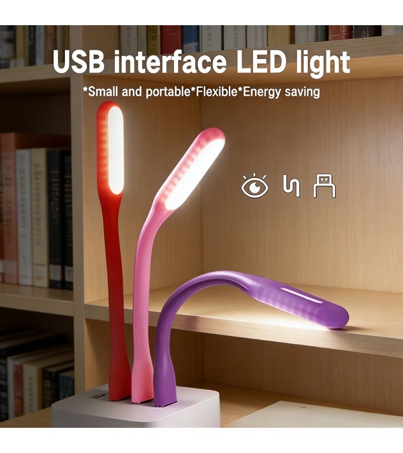 2 Pcs Yellow Portable USB LED Reading Light 360 Degree Flexible Adjustable for Laptop Keyboard Power Bank and Desktop Use - Image 5