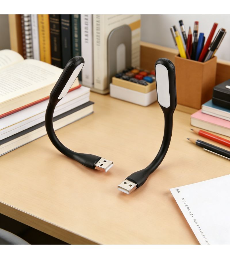 2 Pcs Yellow Portable USB LED Reading Light 360 Degree Flexible Adjustable for Laptop Keyboard Power Bank and Desktop Use - Image 1