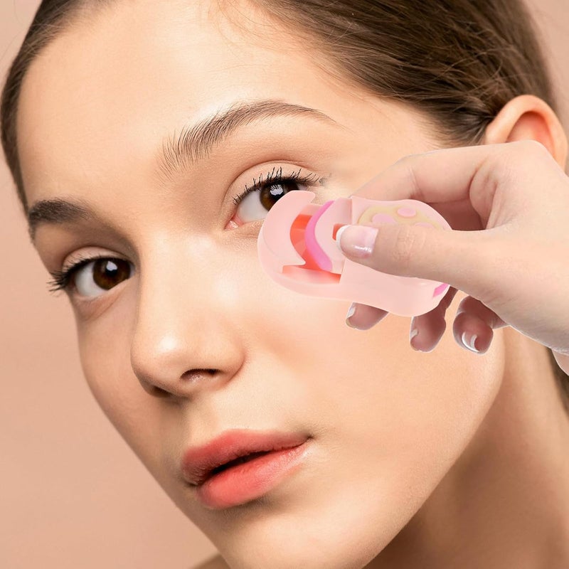 COLLBATH Mini Cat Paw Eyelash Curler for Women, Portable Manual Eyelash Curling Tool with Replacement Pad, Travel-Friendly Pink Plastic Lash Curler for Eye Makeup - Image 4